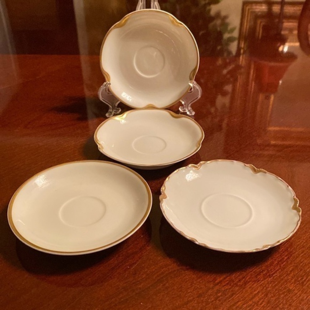 Vintage Haviland France Limoges set of 4 demitasse saucers‎ 3 different patterns
